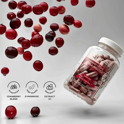 Cranberry Supplement, D-Mannose Capsules Made with Concentrated Whole Fruit Cranberry, Natural Support for Rapid Action to Help Cleanse and Protect the Urinary Tract* (120 Count)