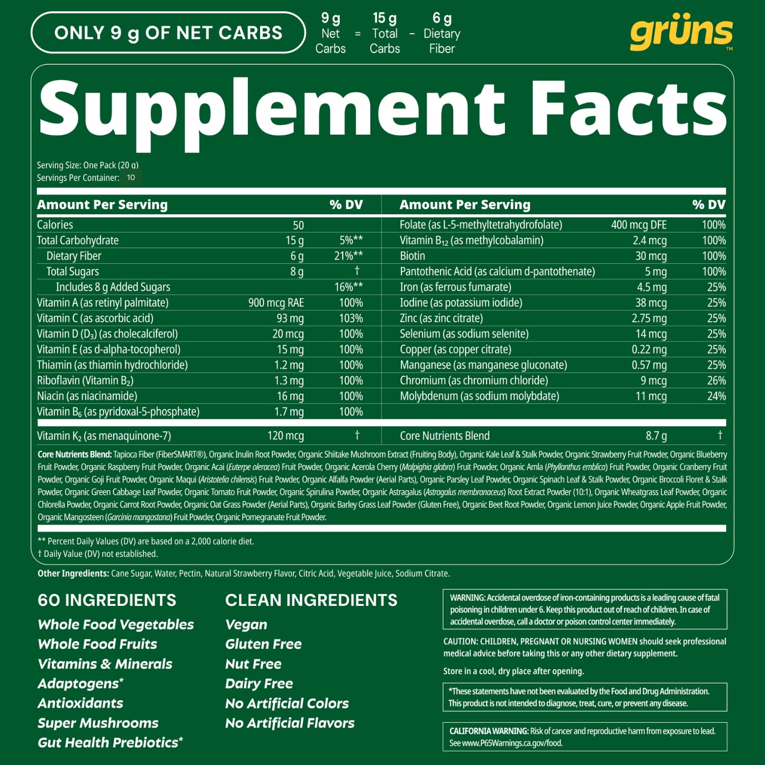 Gruns Adults Super Greens Gummies, Multivitamin Superfood Gummy Bears, Spirulina, Chlorella, Prebiotics & Fiber Gummies for Digestive Health, Adaptogens Supplement, 20 Vitamins & Minerals, 10 Count Grüns buy supplements Au