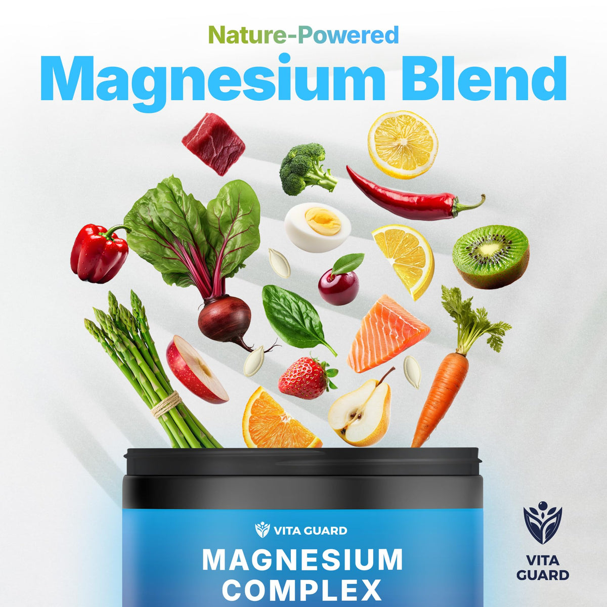 Vita Guard Magnesium Complex 1480mg – 10-in-1 with Glycinate, Citrate, Malate & More – High Absorption – Sleep, Muscle, Nerve & Heart Support – 90 Vegan Capsules – Non-GMO, Gluten-Free, No Sugar Vita Guard buy supplements Au