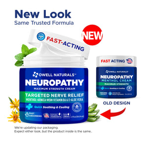 Supplement Product​Owell Naturals Neuropathy Cream Extra Strength – Fast Absorbing Cooling for Leg, Feet & Hands – Advanced Soothing Formula with Aloe Vera, Arnica, MSM & Vitamin B6 – Made in USA, 2 fl oz - GlowUpCaUSA