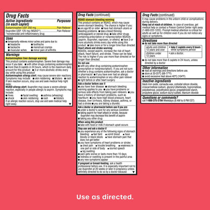 HealthCareAisle Dual Action Acetaminophen and Ibuprofen (NSAID) Tablets, 250 mg /125 mg Pain Reliever - 250ct Caplets HealthCareAisleBuy Supplements Australia