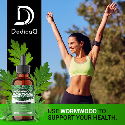 DEDICAD 12in1 Wormwood Liquid Drops - Black Walnut Wormwood Tincture Liquid Extract Whole Cloves and 9 More Herbs - 60 Days Supply DEDICAD buy supplements Au