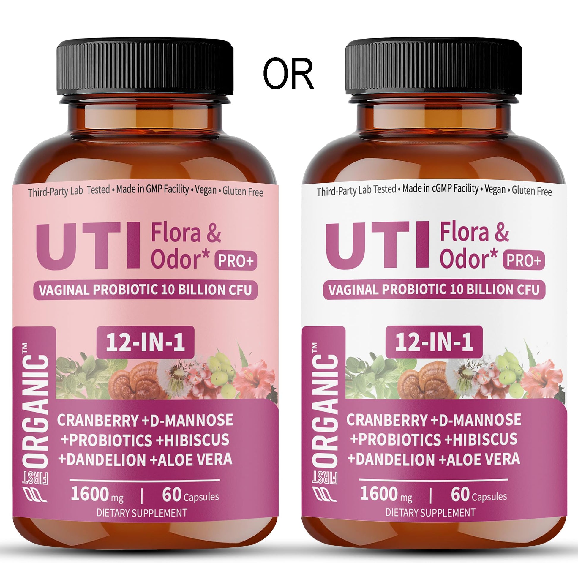 UTI Flora & Odor Pro+ & UTI Yeast & pH Pro+ | Pack of 2 | Vaginal Probiotics for Feminine Hydration & Freshness Support | Third-party Tested, cGMP Facility, Vegan, Non-GMO, Gluten-Free | 60+60 Caps FIRSTORGANIC buy supplements Au