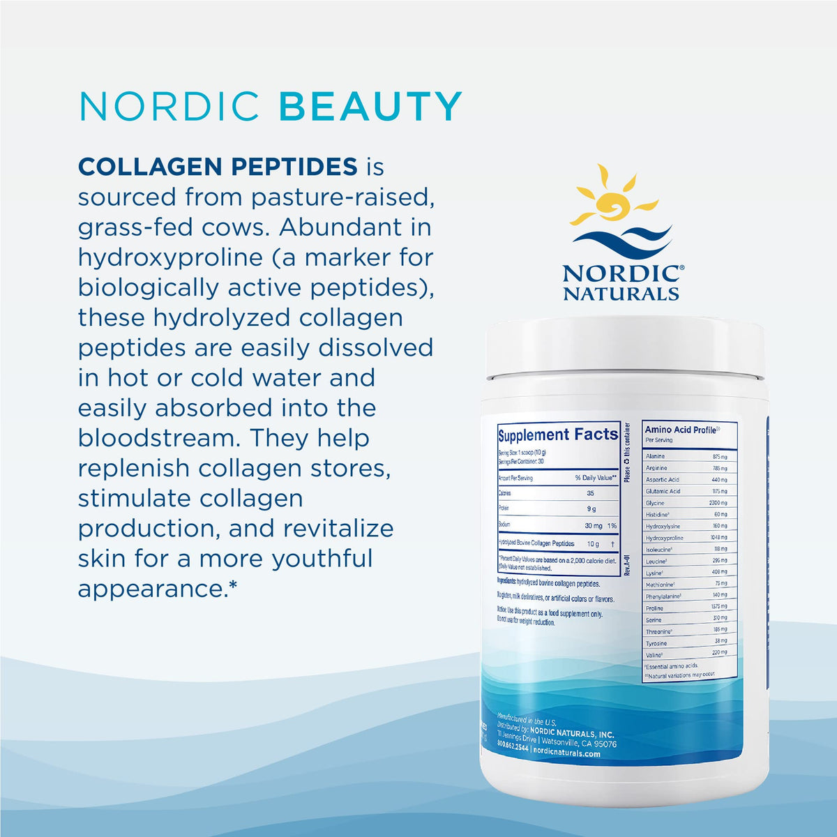 Nordic Naturals Nordic Beauty Collagen Peptides, Unflavored - 10.6 Ounces - Collagen Supplement for Skin Health and Elasticity - for Hot and Cold Beverages - 30 Servings Nordic Naturals buy supplements Au