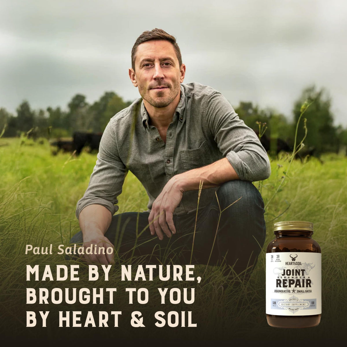 Heart & Soil 100% Grass Fed & Finished Joint Support Supplement from Regenerative Cattle with Trachea, Scapula & Bone Marrow – Supports Joint Strength & Mobility – 3000mg – Glass Bottle – 180 Capsules HEART & SOILBuy Supplements Australia
