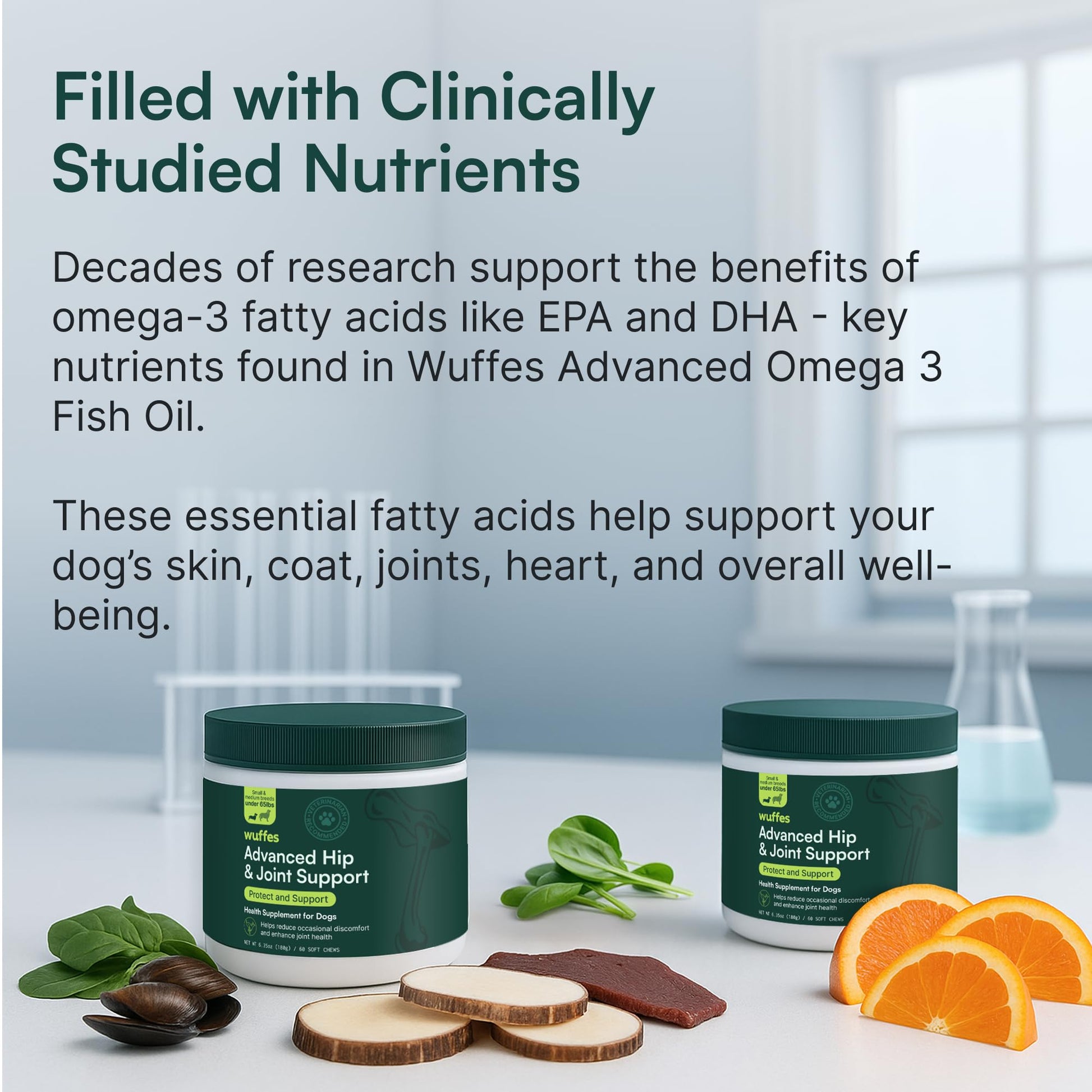 Wuffes Advanced Dog Hip and Joint Supplement with Glucosamine, Chondroitin, Omega 3, MSM, and Green Lipped Mussel, 60 Pork Flavored Chews for Small and Medium Dog Breeds WuffesBuy Supplements Australia