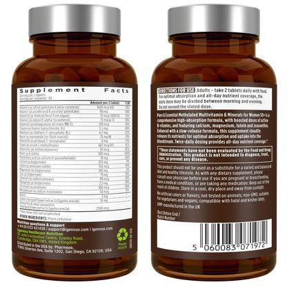 Igennus Methylated Women's 50+ Multivitamin with Calcium & Magnesium, Pure & Clean, All-Day Nutrient Delivery with High-Strength B-Vitamins Igennus Healthcare Nutrition