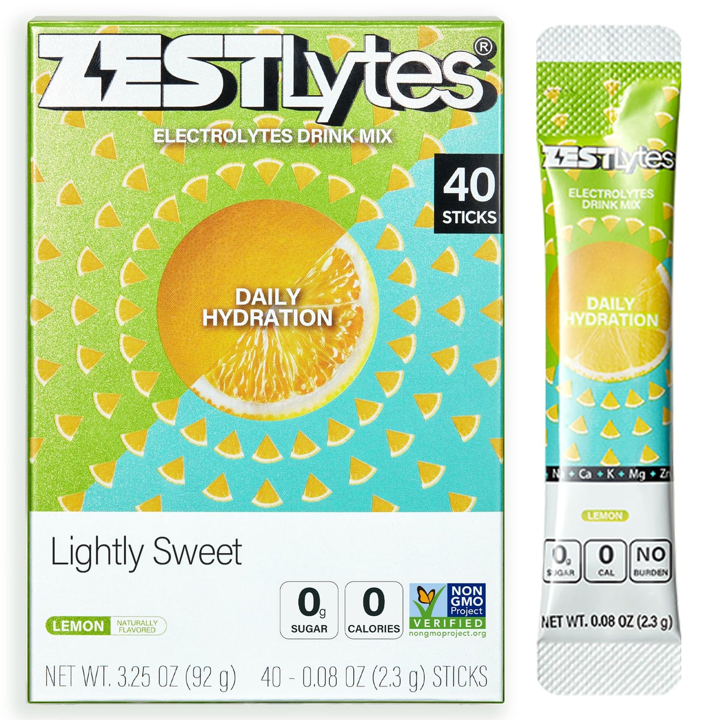 40 Sticks Low Sodium Sugar Free & 0 Calorie Electrolyte Hydration Packets | Lightly Sweet Electrolyte Powder Drink Mix, Liquid Daily IV Flavors Lemon Orange Peach Grapefruit