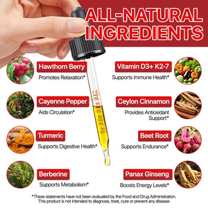 Cayenne Pepper Drops Supplement Liquid, Blend of Hawthorn Berry, Beetroot, Turmeric, VIT K2+D3, Daily Health Boost (2oz) REVIGLAM buy supplements Au