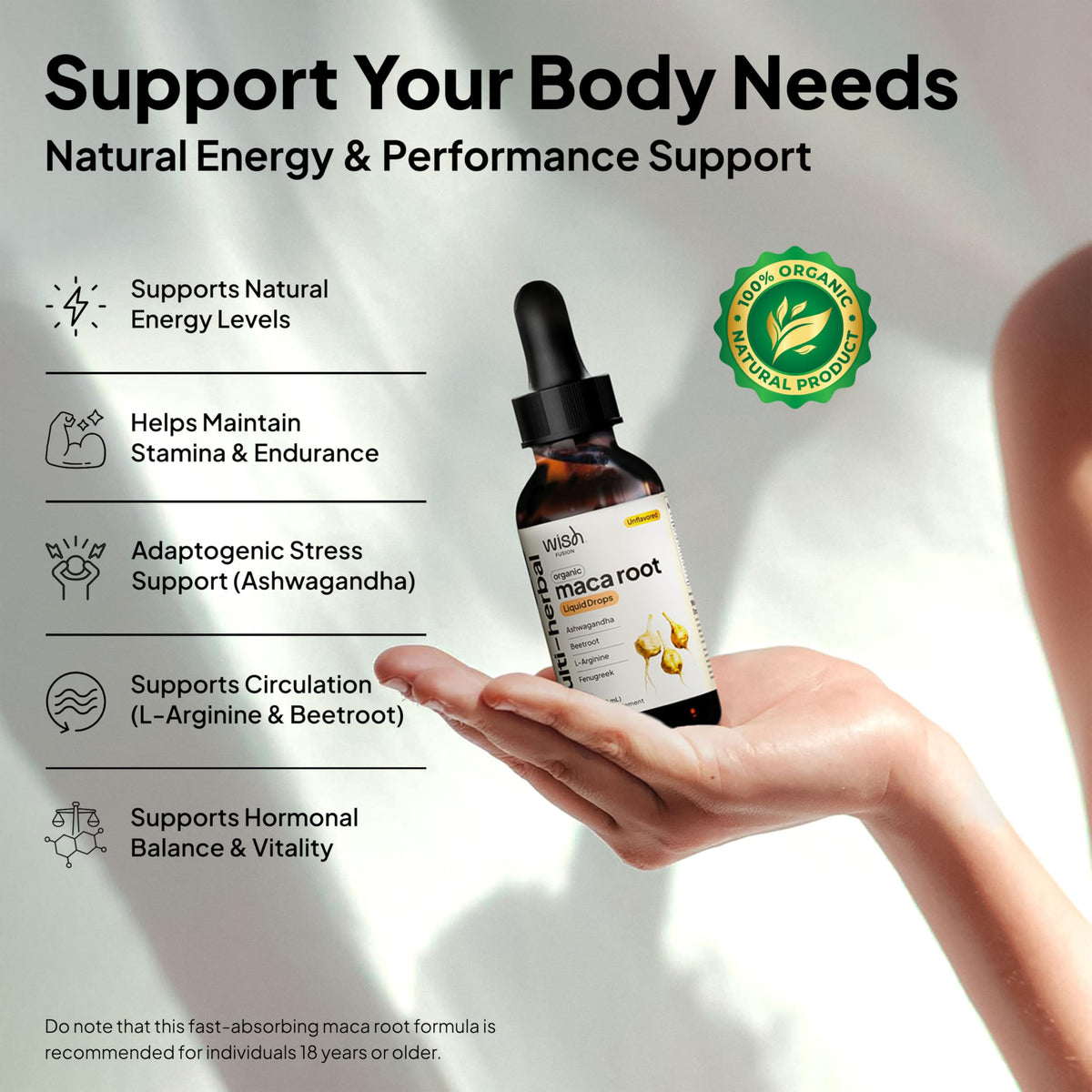 Wish Fusion Maca Root Liquid Drops 2 Pack Organic Maca Root Drops for Energy Support Hormone Balance, Mood Maca Root, Ashwagandha & Tongkat Ali Blend, Liquid Maca Root Extract Fenugreek & Beetroot Wish FusionBuy Supplements Australia