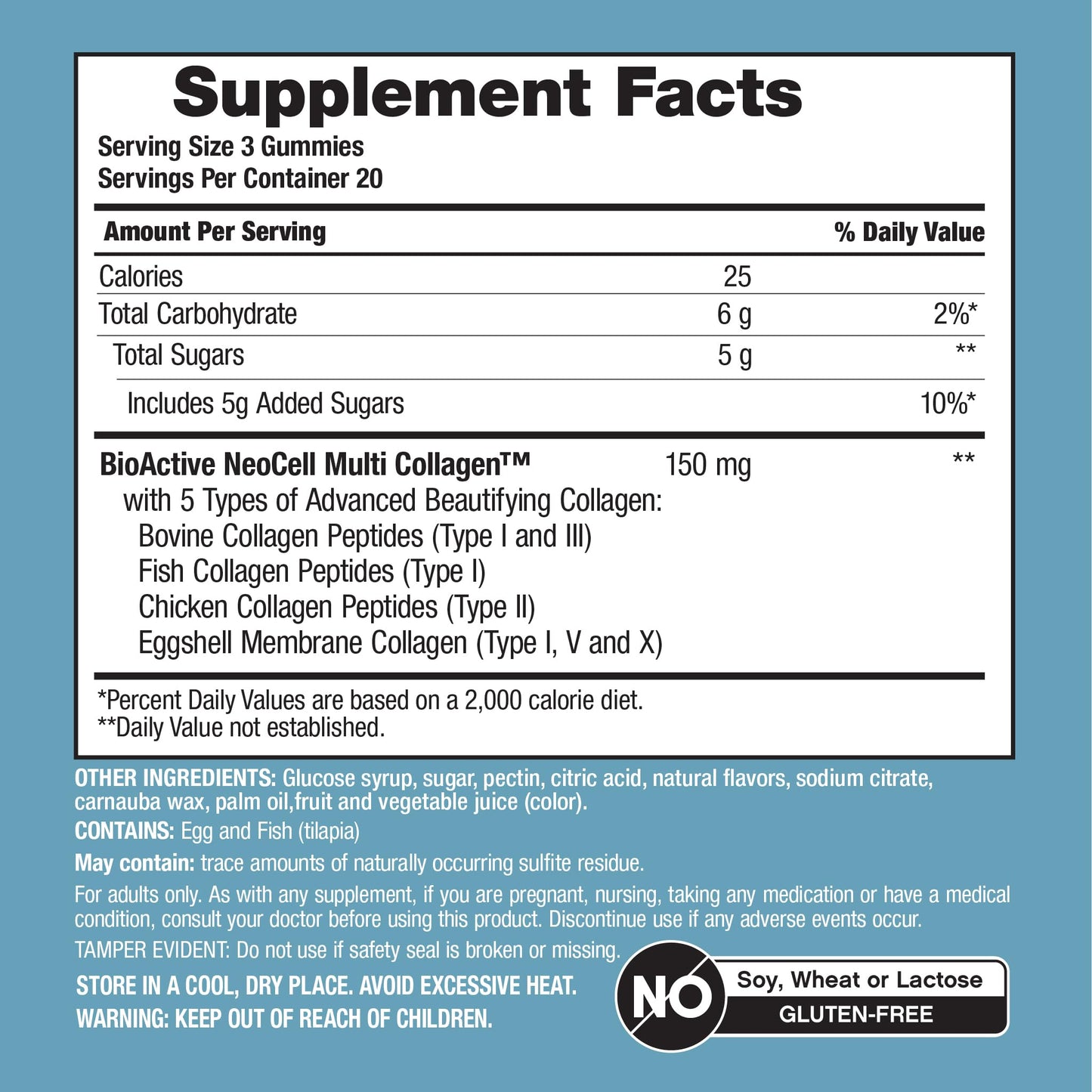 NeoCell Multi Collagen Bio-Peptides Gummies | 60 ct | Tropical Flavor | Type I, II, III, V, X | Advanced BioActive Formula NeoCell buy supplements Au