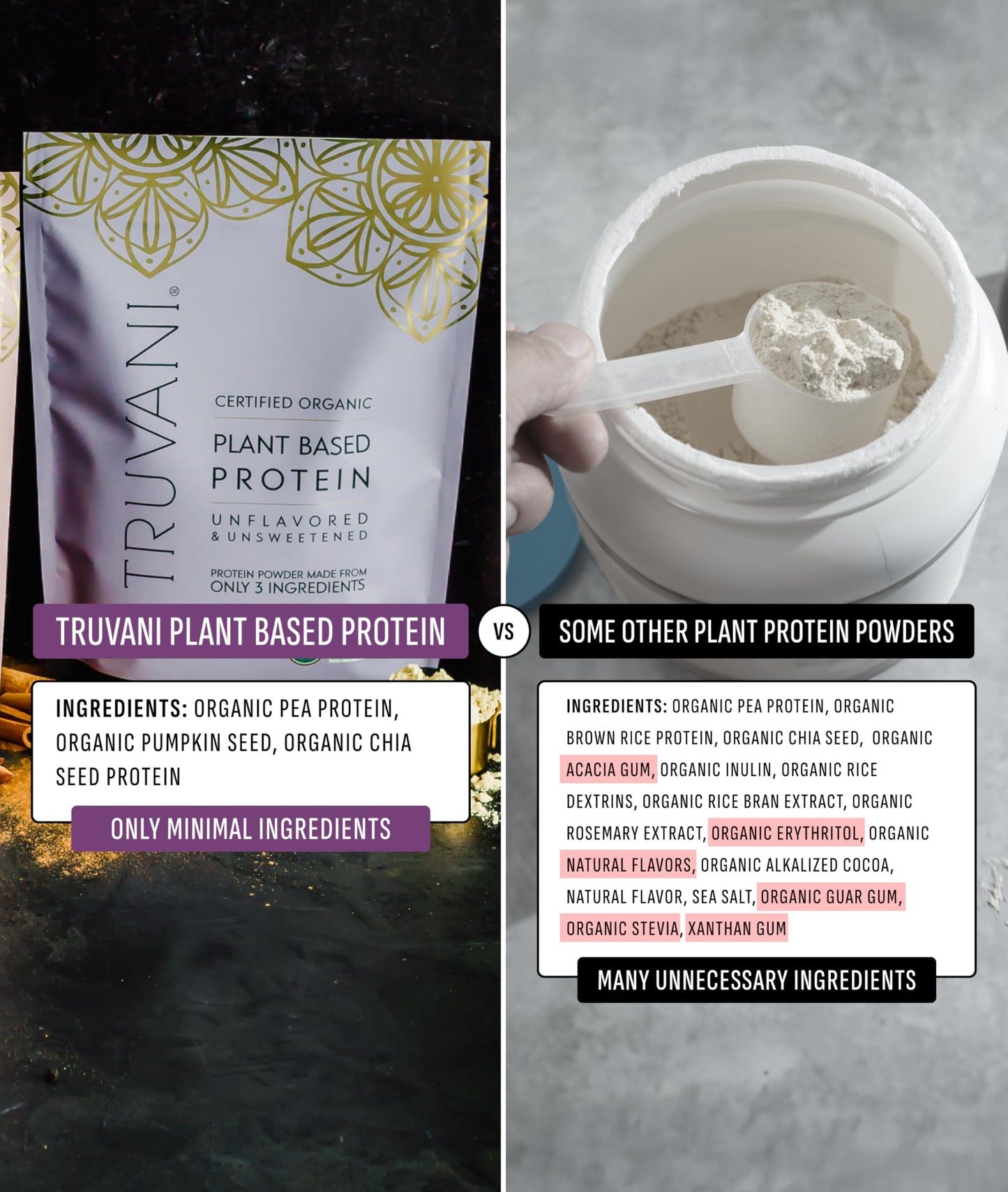 Truvani Organic Plant Based Protein Powder | Vanilla Chai | 10 Servings | Vegan | 20g Pea Protein | Keto | Gluten & Dairy Free | Low Carb | No Added Sugar