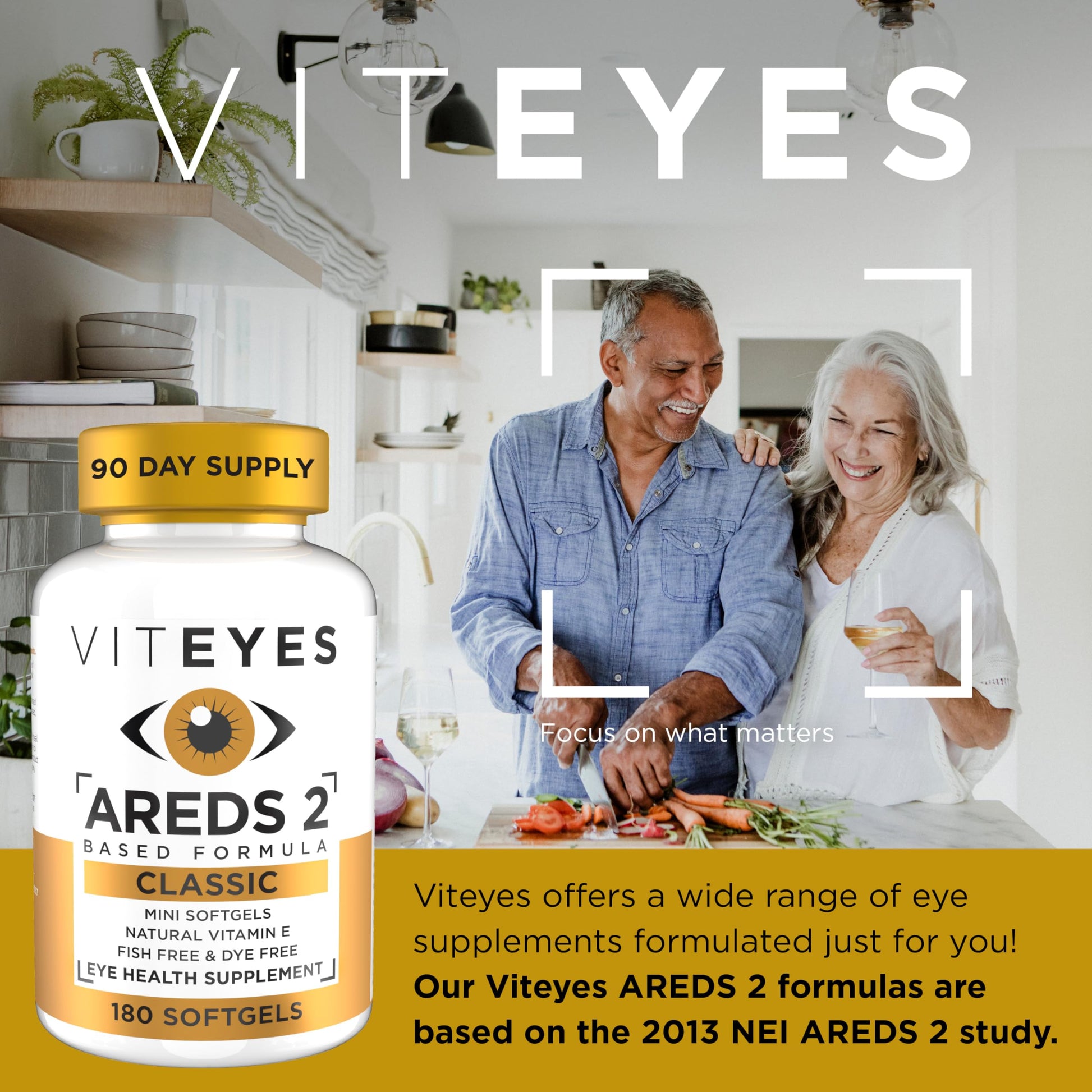 Viteyes AREDS 2 Classic Macular Health Formula Softgels, Eye Health Vitamin to Support Macular Health, Lower Zinc, Eye Vitamins, Macular Vitamins, Beta-Carotene Free, 180 Softgels ViteyesBuy Supplements Australia