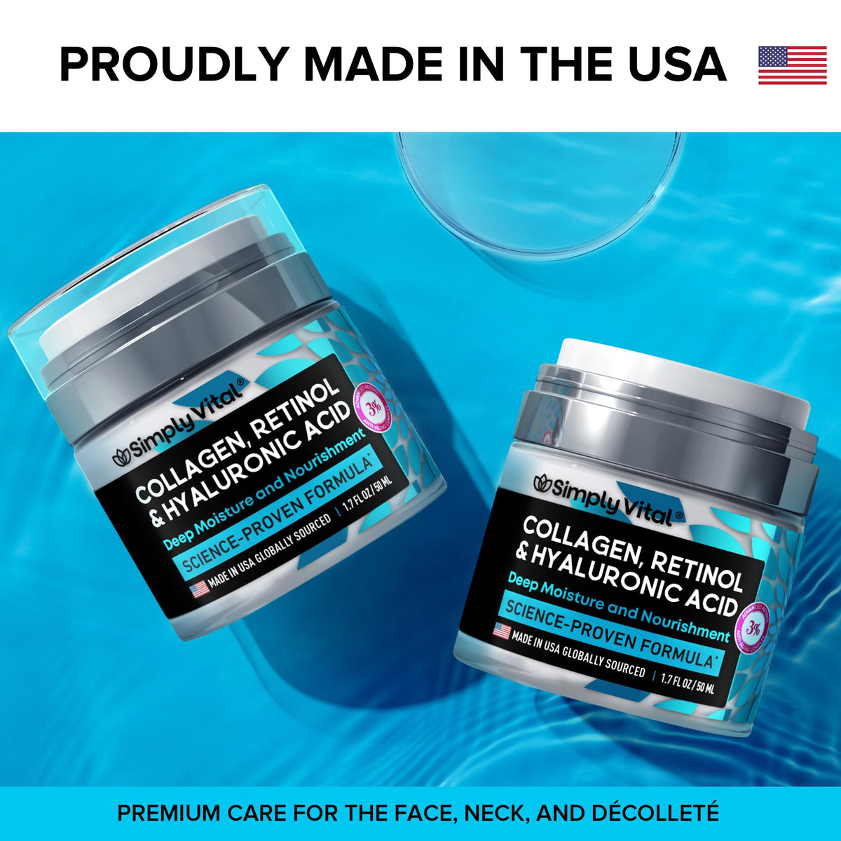 Anti-Aging Face Moisturizer with Retinol, Collagen & Hyaluronic Acid - Made in USA - Moisturizer Face Cream for Women & Men - Firming & Hydrating Neck Cream - Day & Night Skin Care - 1.7 fl oz SimplyVitalBuy Supplements Australia