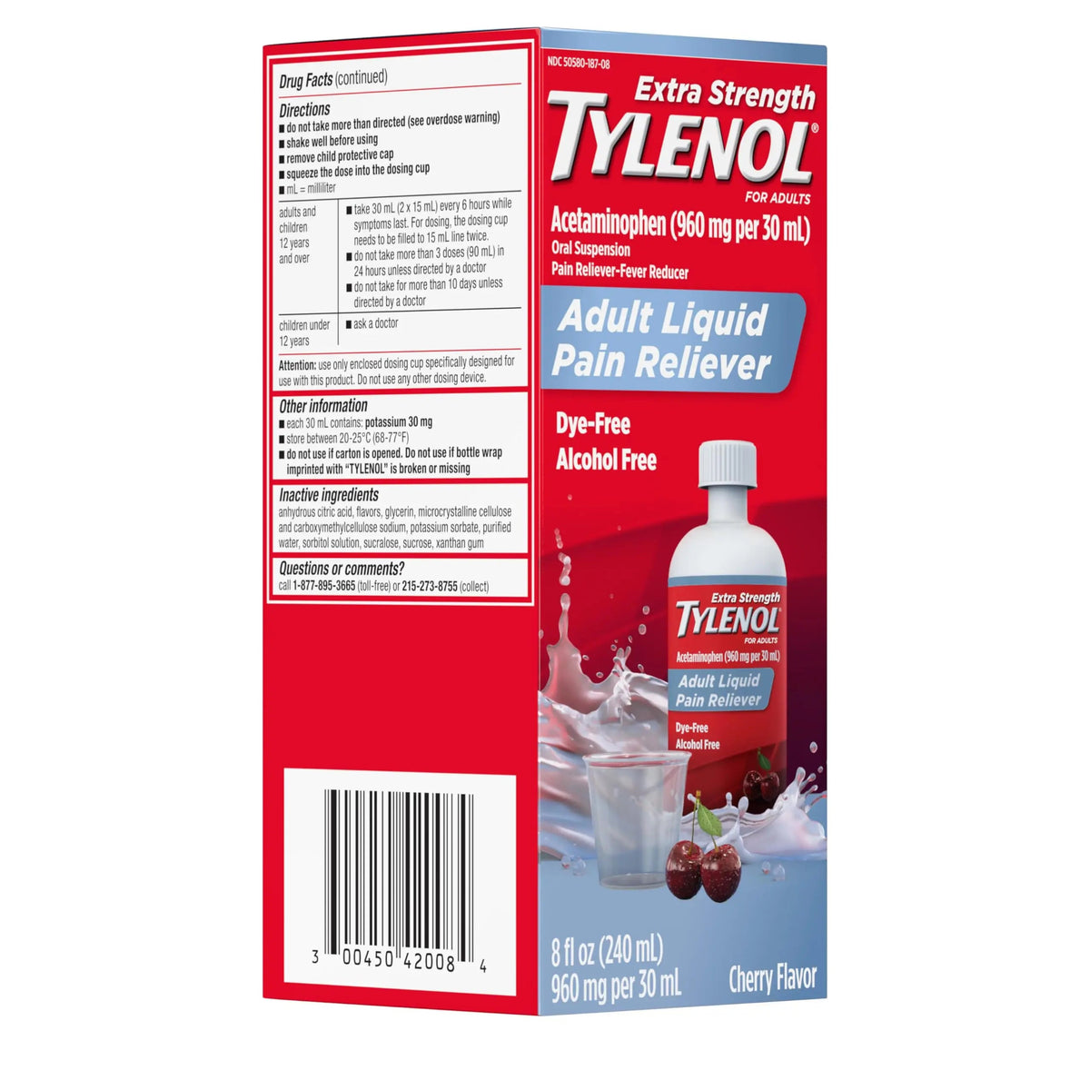 Tylenol Adult Liquid Pain Reliever and Fever Reducer, Extra Strength Liquid Acetaminophen for Fast Pain Relief for Headaches & Other Minor Pain, Cherry Flavor, Dye & Alcohol Free, 8 fl. oz TylenolBuy Supplements Australia