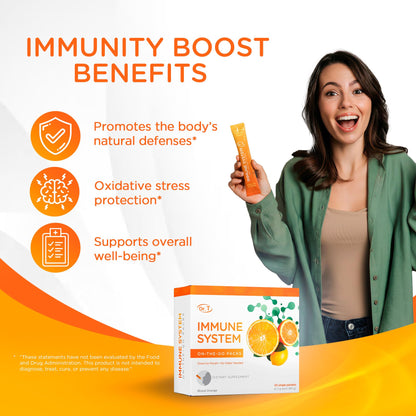 Dr. T On-the-go Packs – Immune System Formula – No Water Needed, Direct-to-Mouth – with Vitamins C, E, Zinc & Selenium – Supports Daily Wellness, Vitality & Overall Health – Orange, 30 Packs Dr. T buy supplements Au