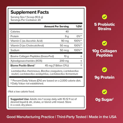 URO Probiotic + Collagen Powder – Vaginal, Skin & Gut Health – 20 Servings