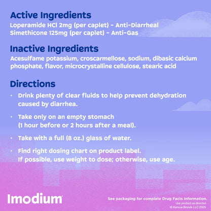 Imodium Multi-Symptom Relief Caplets, Loperamide Hydrochloride & Simethicone Anti-Diarrheal Medicine for the Relief of Diarrhea, Gas, Bloating, Cramps & Pressure, 18 ct Imodium buy supplements Au