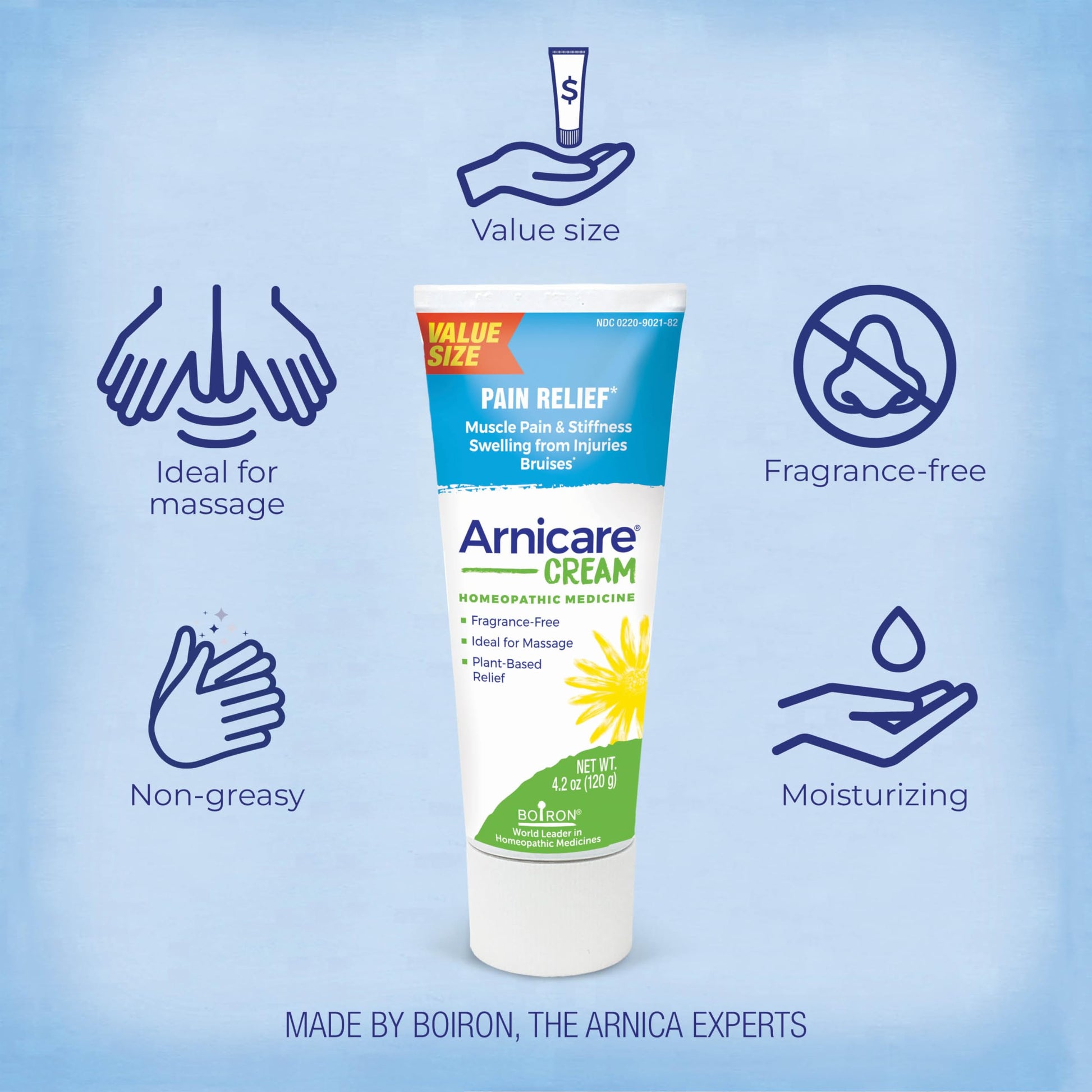 Boiron Arnicare Cream 4.2 oz (Twin Pack) for Joint Pain, Muscle Pain Relief, Swelling, Soreness, Stiffness, and Bruises - Fast Absorbing and Fragrance-Free Arnica BoironBuy Supplements Australia