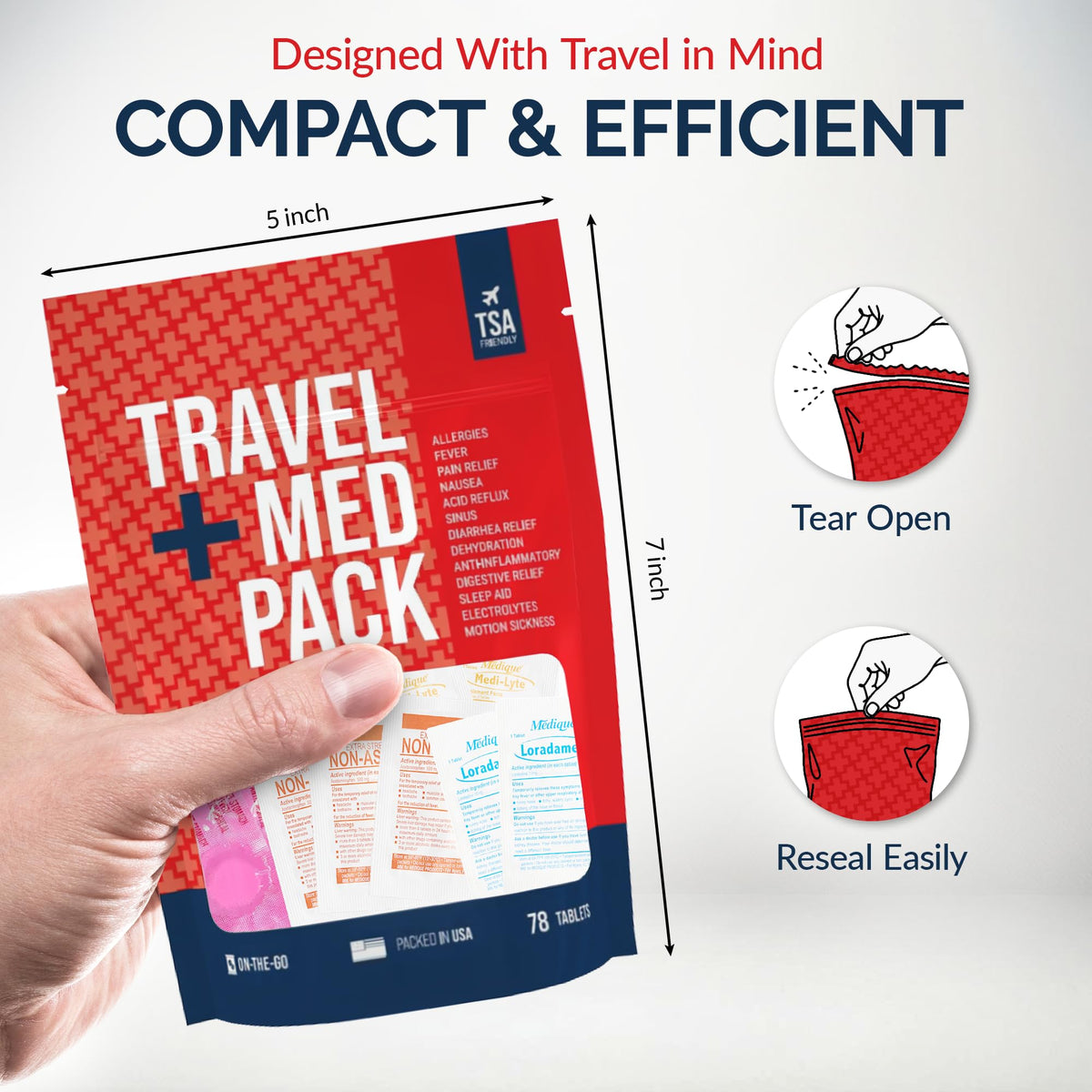 Travel Medicine Kit - 78-Piece TSA-Friendly Med Pack for Flights, Cruises & International Travel | Individually Wrapped Medication Essentials for Any Occasion Real Vitamins buy supplements Au