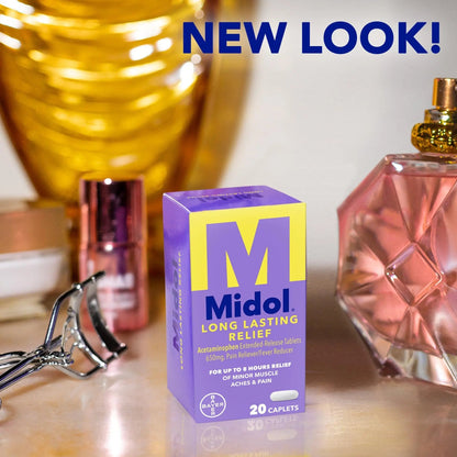 Midol Long Lasting Relief 20ct: Midol Long Lasting Relief, Menstrual Symptom Reliever & Fever Reducer, Caplets with Acetaminophen for Menstrual Pain Relief - 20 Count (Packaging May Vary) MidolBuy Supplements Australia
