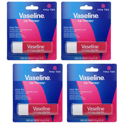 Vaseline Lip Therapy Care Rosy, Fast-Acting Nourishment, Ideal for Chapped, Dry, Cracked, or Damaged Lips, Lip Balm, 4-Pack, 0.16 Oz Each VaselineBuy Supplements Australia