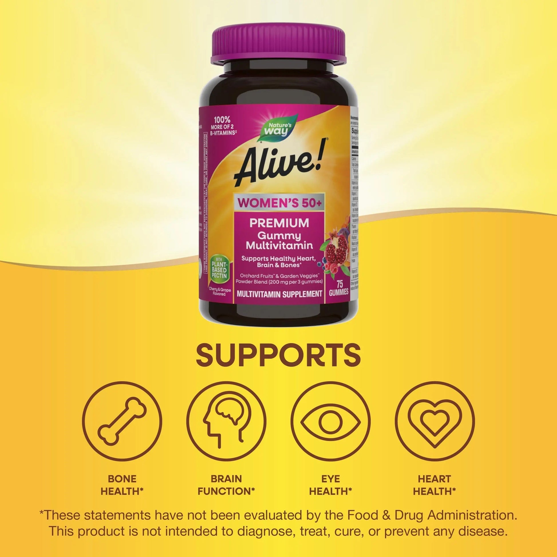 Nature’s Way Alive! Women’s 50+ Premium Gummy Multivitamin, Supports Healthy Heart, Brain & Bones*, B-Vitamins Nature's Way