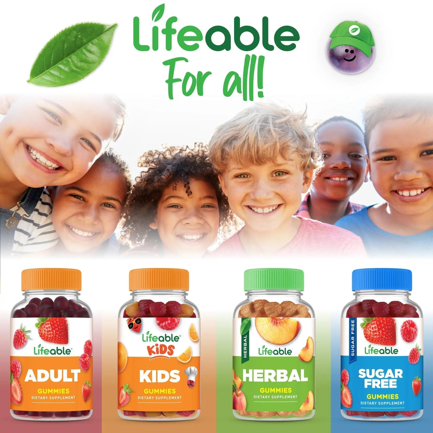 Lifeable Kids Multivitamin Gummies | Great Tasting Multivitamin for Kids | with Vitamins A, C, D, E, B6, B12, Zinc, Biotin Lifeable