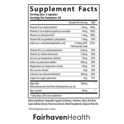 Fairhaven Health Prenatal Multivitamin Essentials with DHA | Prenatal Vitamins + DHA, Choline, Myo-Inositol | Fairhaven Health