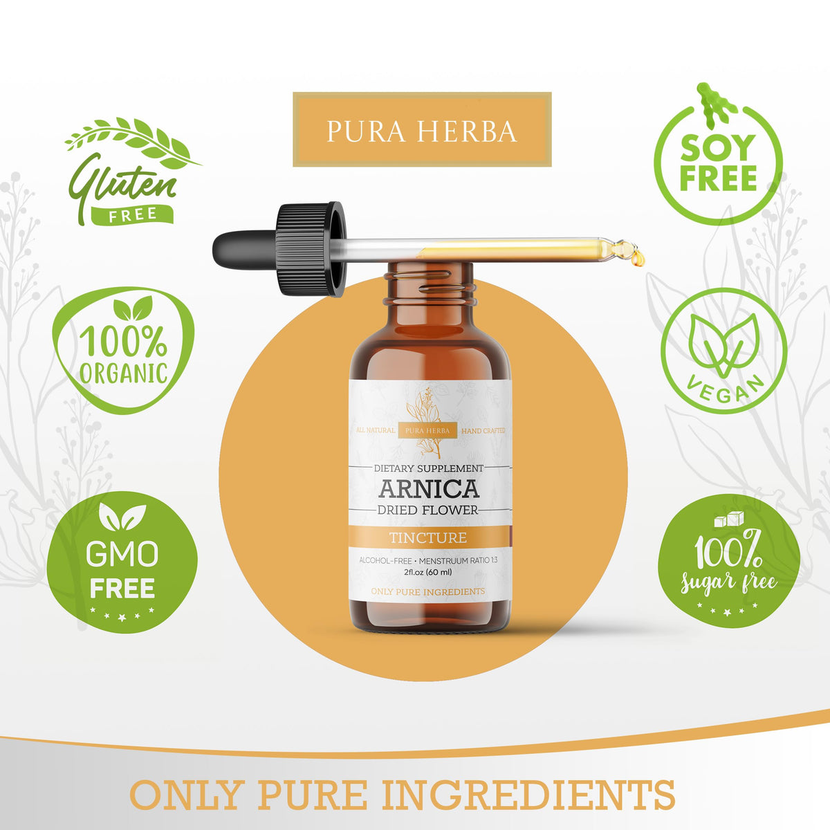 Pura Herba Arnica Liquid Extract – Alcohol-Free, Vegan, Supports Muscle Recovery & Joint Comfort, Fast-Absorbing Tincture, Made in USA – 2 Fl Oz Pura HerbaBuy Supplements Australia