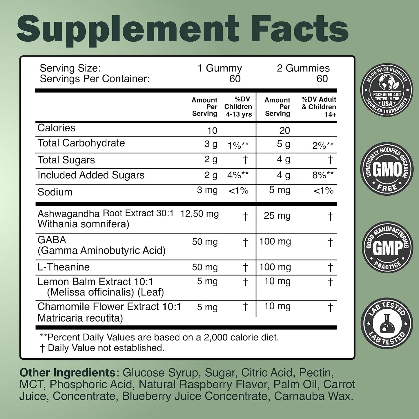Wild Foods Kids Calm Gummies - Ashwagandha Gummies for Kids w/GABA, L-Theanine, Lemon Balm & Charmomile - Support Natural Relaxation, Stress Relief & Sleep, for Children 4+, Berry Flavor, 60 Count