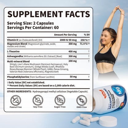VEV DeepCalm Magnesium Complex for Women – 15-in-1 Glycinate & Citrate Capsules with Ashwagandha & L-Theanine – 120 Vegan Capsules VEV buy supplements Au