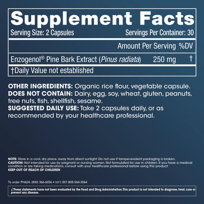 ProHealth Enzogenol Pine Bark Extract | 60 Capsules | New Zealand Sourced Antioxidant Support | Triple 3rd Party Tested, GMP Manufactured in The USA ProHealth buy supplements Au