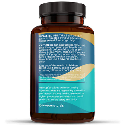 NEW AGE Omega 3 Fish Oil Supplement Immune & Health Support – Promotes Joint, Eye & Skin Health - Non GMO - EPA, DHA Fatty Acids Gluten Free (90 Softgels (Pack of 1)) NEW AGE buy supplements Au