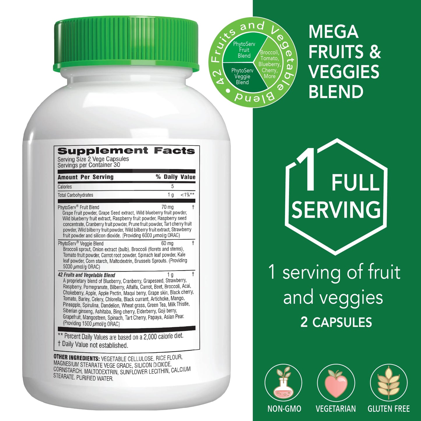 Botanic Choice Mega Fruits and Veggies Blend (60 Capsules) + Lemon Balm Tincture (1 fl oz) Bundle - Energy Balance & Superfood Supplement + Relaxation and Sleep Support Botanic ChoiceBuy Supplements Australia