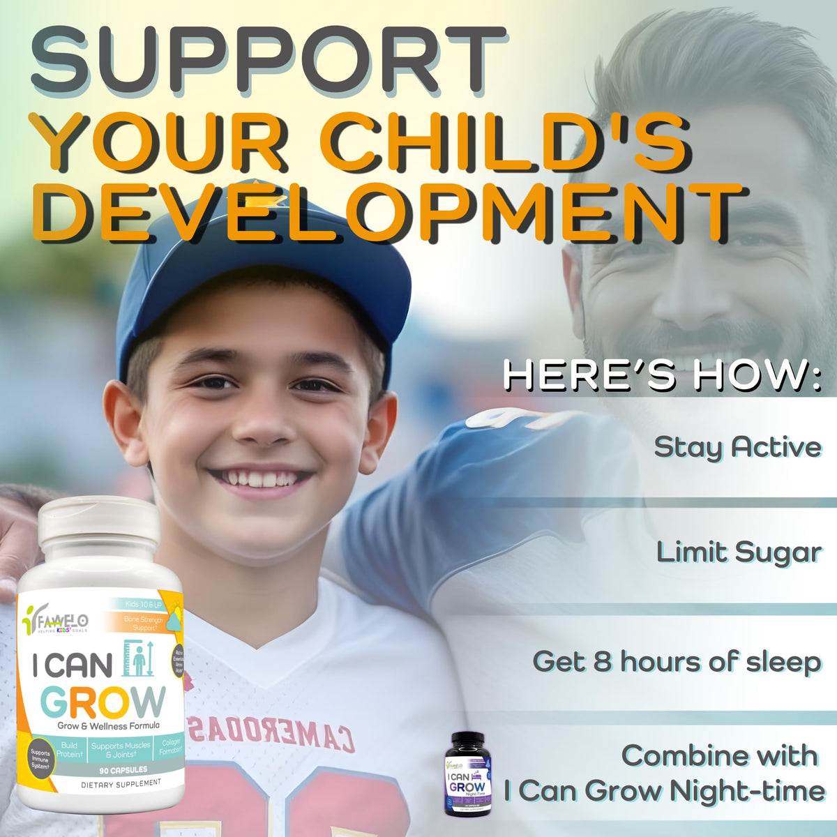 I Can Grow (3 Pack) Height Boosters for Kids 10+, Teen Vitamins for tru Height - Natural Growth Supplement for Optimal Development - Supports Bone Strength and Immune Health with Colostrum Fawelo buy supplements Au