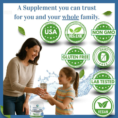 Now New UTI-Slip D Mannose Non GMO Organic Source Powder 130g jar. WellnessPartnersBuy Supplements Australia