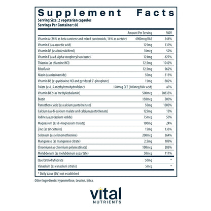 Vital Nutrients Multi-Nutrients 5 Ultra Antioxidant Formula | Boron, Copper, and Iron Free | Vegetarian Daily Multivitamin and Mineral Vital Nutrients