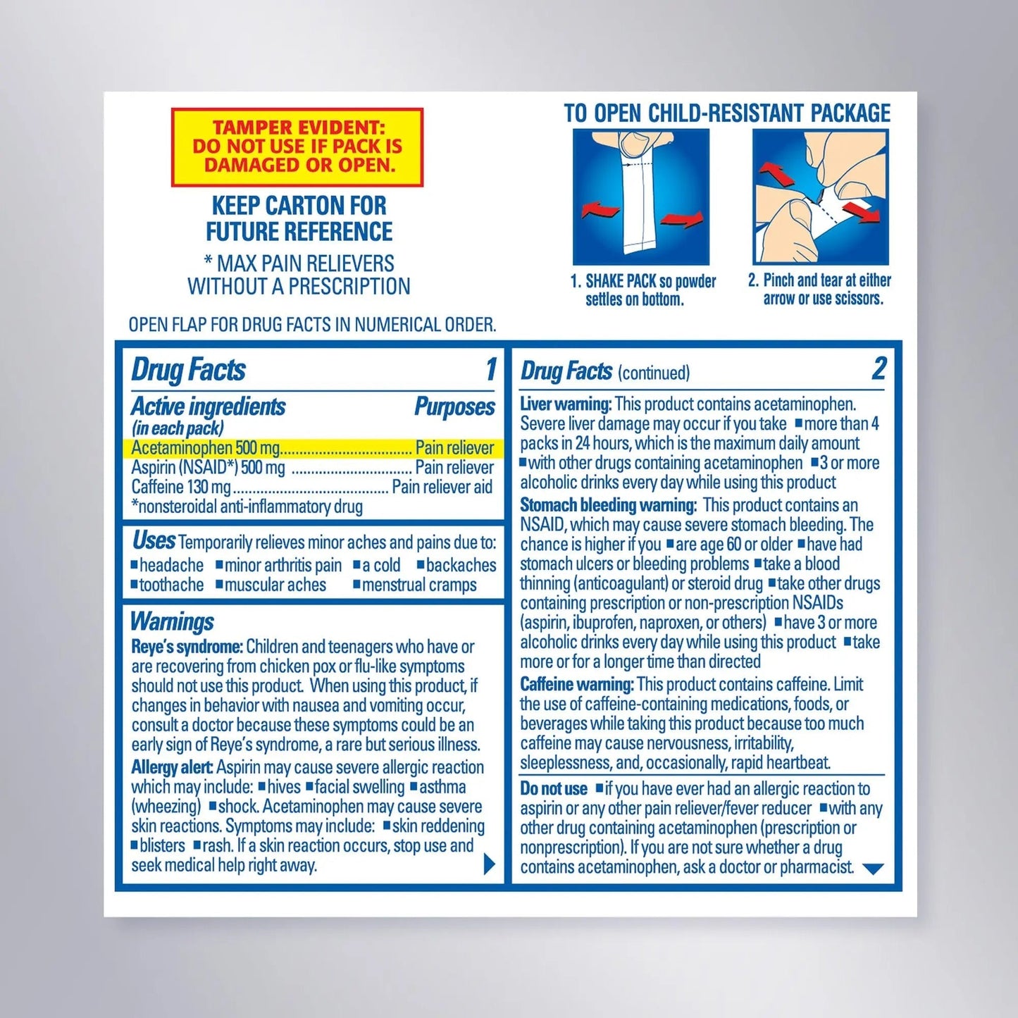 Goody’s Max Triple Action Pain Relief – Headache Relief Powder with Acetaminophen, Aspirin & Caffeine for Fast, Effective Relief of Tough Headaches, Tropical Citrus, 16 Count Goody'sBuy Supplements Australia