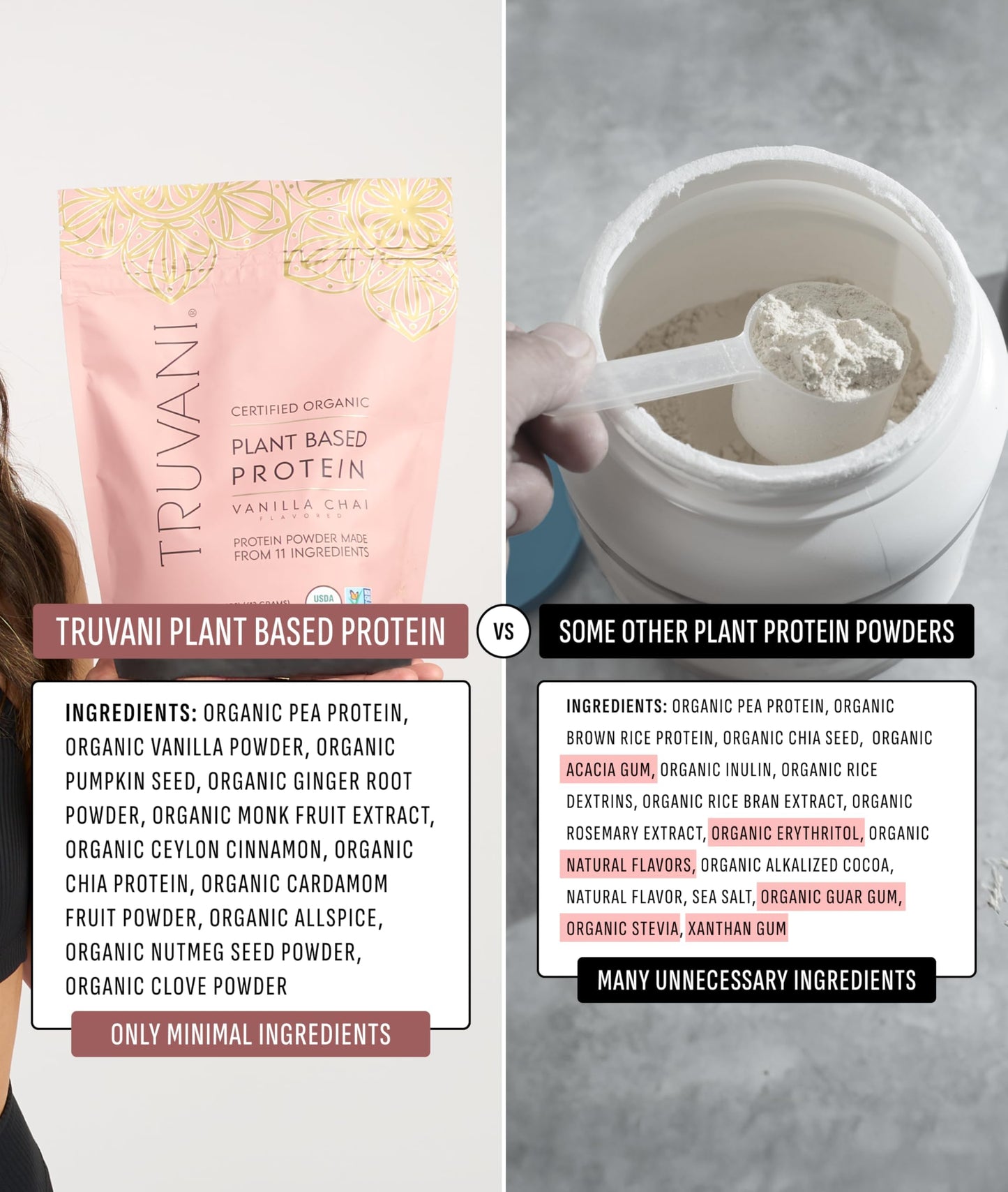 Truvani Organic Plant Based Protein Powder | Strawberry | 10 Servings | Vegan | 20g Pea Protein | Single Serving Travel Packets | Keto | Gluten & Dairy Free | Low Carb
