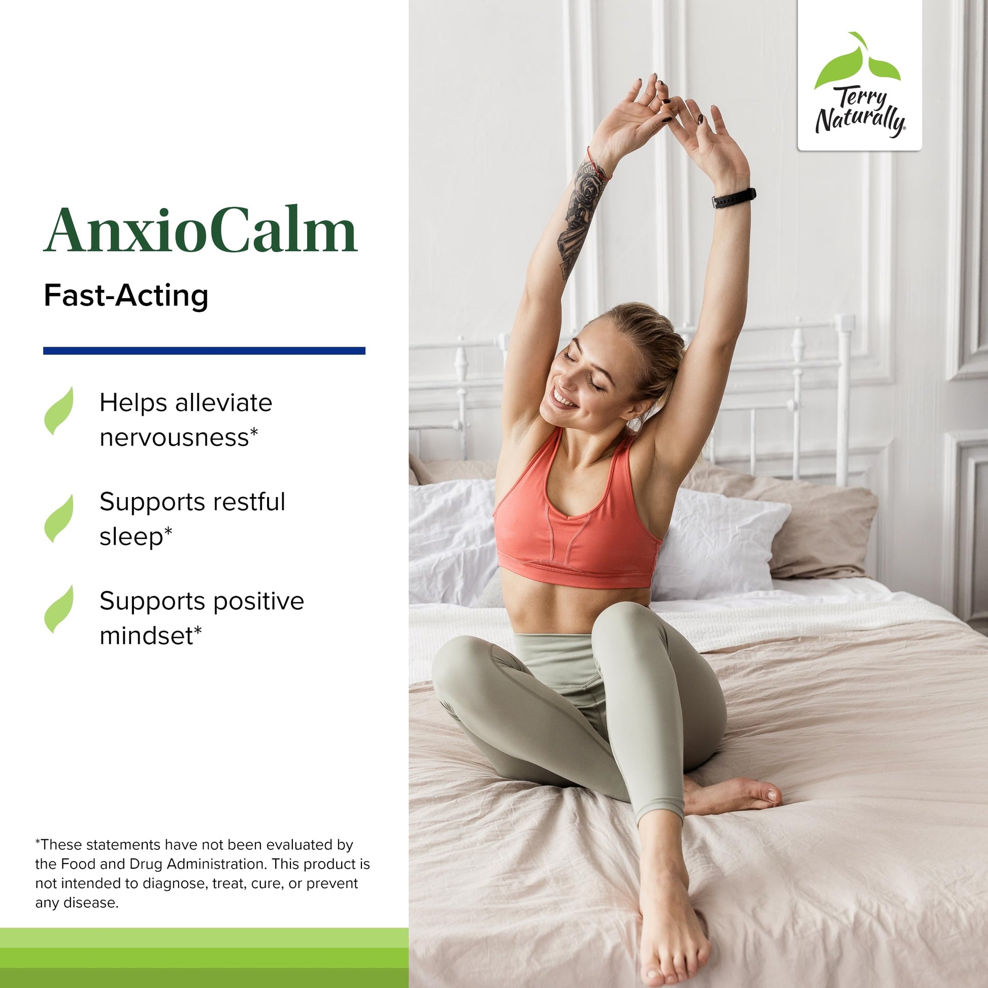Terry Naturally AnxioCalm - Calming Support Supplement - Supports Against Occasional Tension & Aids Calm Feelings with Narrow-Leaved Coneflower - Non-Drowsy Supplement - 75 Tablets Terry NaturallyBuy Supplements Australia
