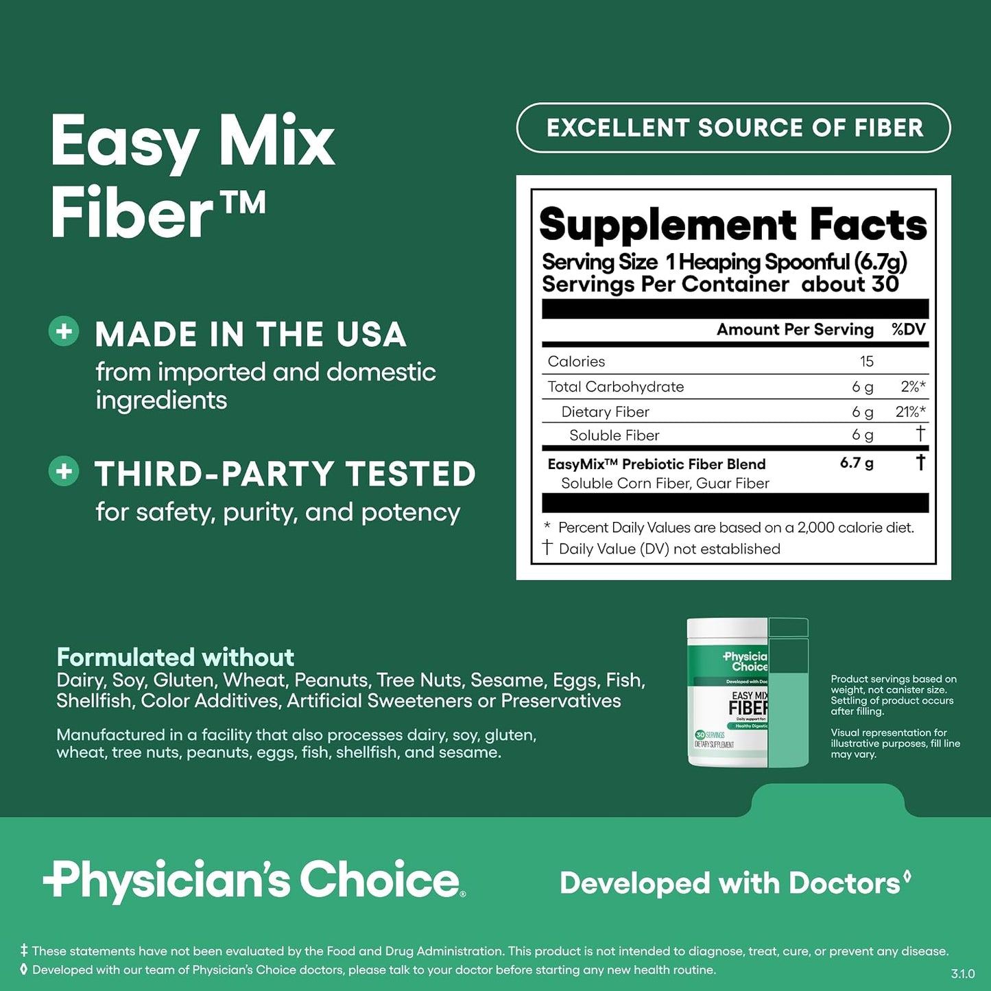 Physician's CHOICE Digestive Enzymes 60 Count + Easy Mix Fiber Bundle