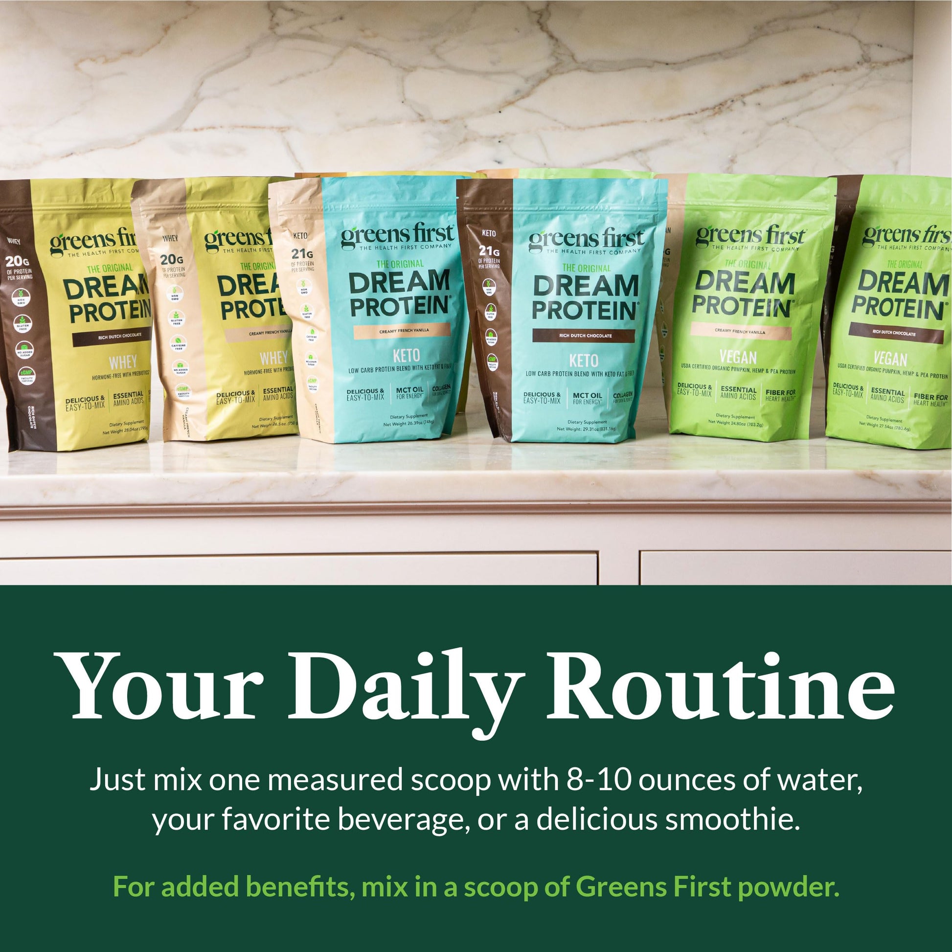 Greens First Dream Protein Powder Whey - 20g Protein Per Serving - Hormone-Free with Prebiotics - Non-GMO - No Artificial Sweeteners/MSG/Aspartame (Creamy French Vanilla, 26.5 oz) Greens First buy supplements Au