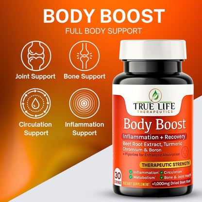 Body Support Tablets – Beet Root Extract, Turmeric Boron & Chromium – Supports Inflammation, Circulation, Hormonal Balance & Metabolic Function – 60ct - 30 Servings True Life Therapeutics buy supplements Au