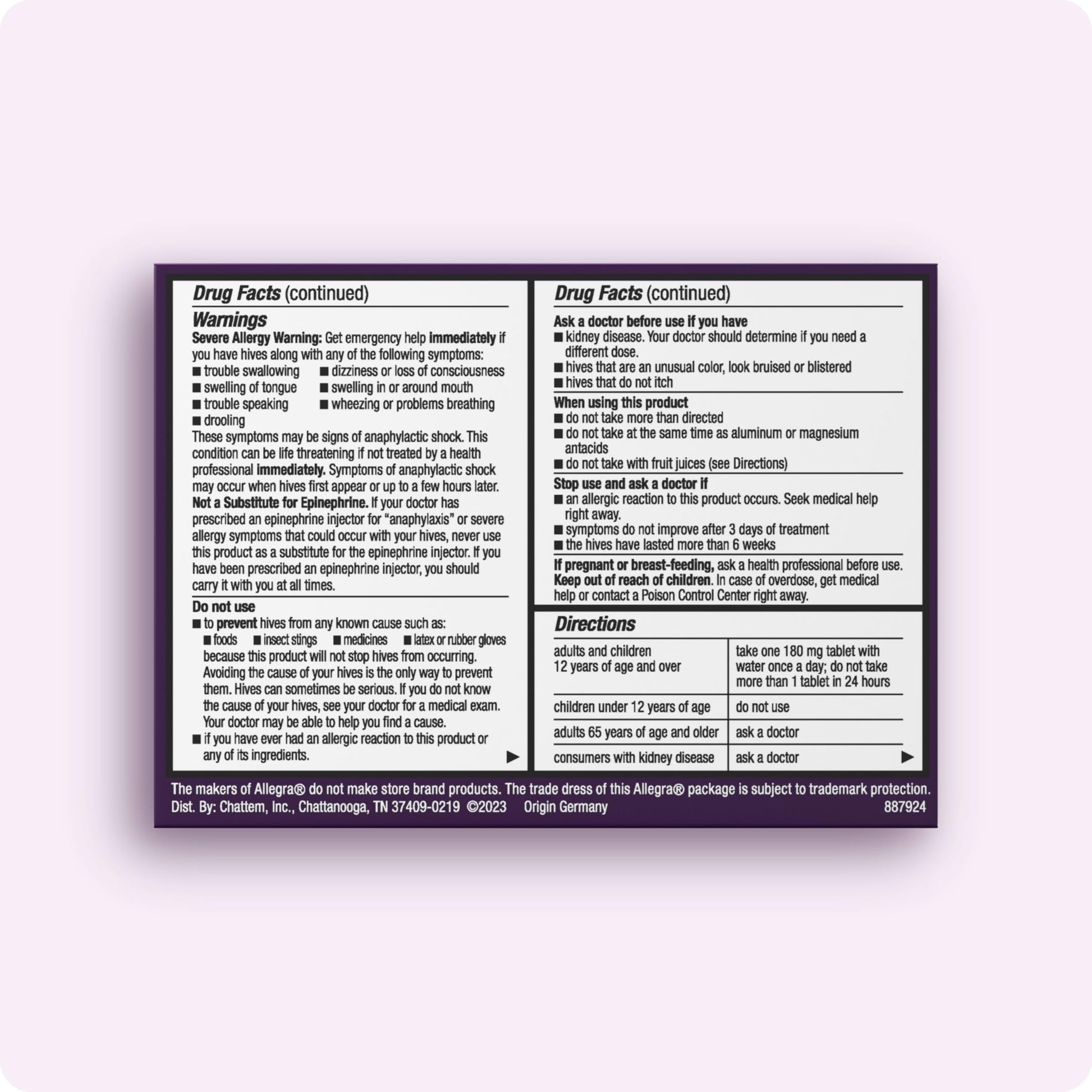 Allegra Hives Antihistamine 24-Hour Tablets, Non-Drowsy Hive Reduction and Hive Itch Relief, 180 mg Fexofenadine HCI, 30-Count Allegra buy supplements Au