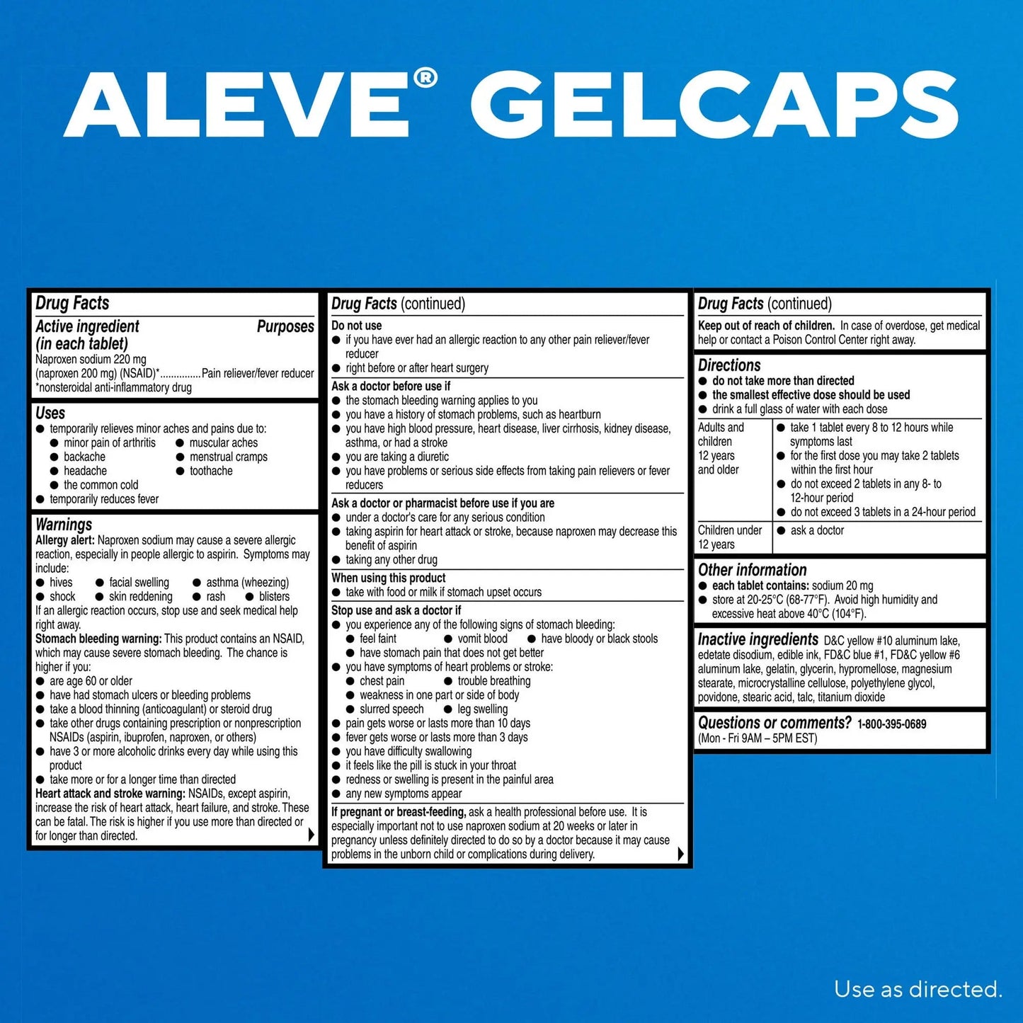 Aleve Pain Reliever & Fever Reducer Gelcaps, Naproxen Sodium, Headache and Back and Body Pain Relief Medicine, for Adults and Children Ages 12 and Up, 90 Count AleveBuy Supplements Australia