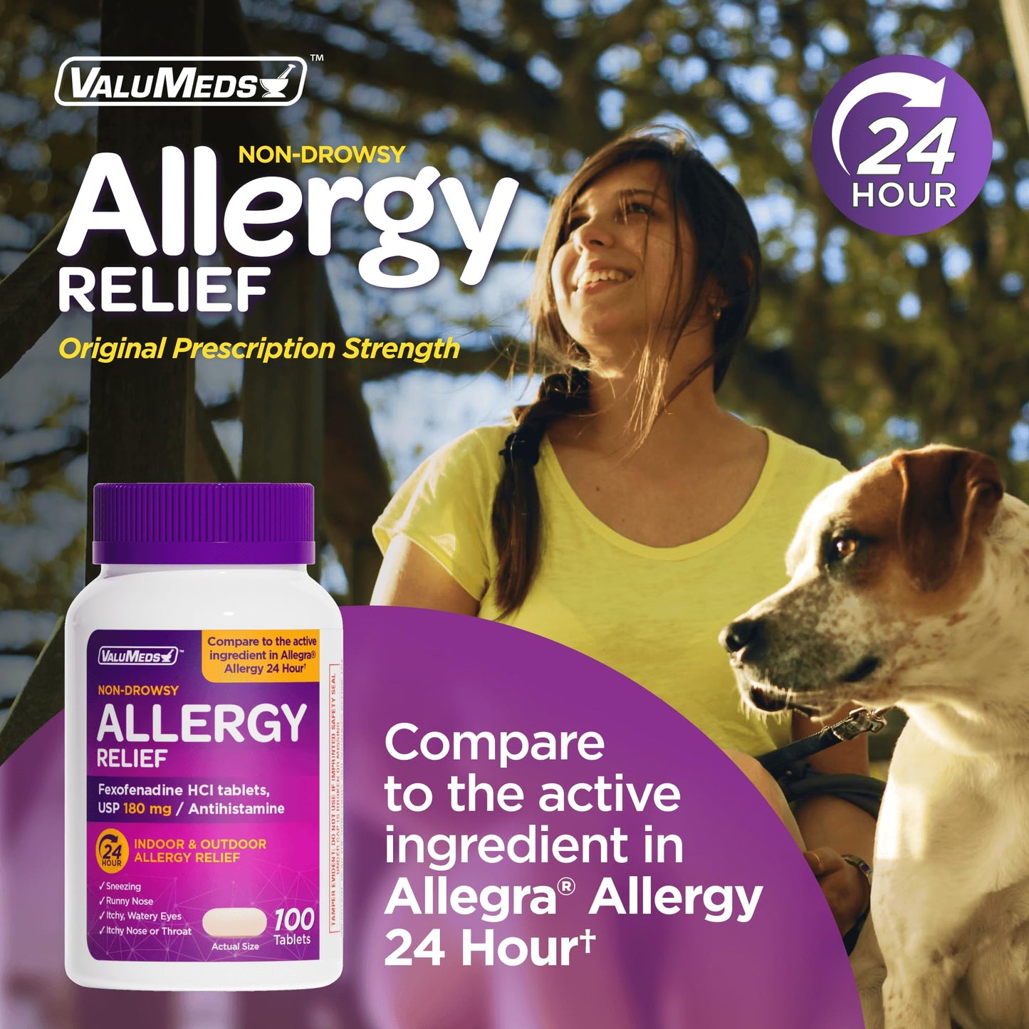ValuMeds | Compare to Allegra | Fexofenadine HCl 180mg | 24-Hour Allergy Relief, Non-Drowsy Antihistamine Generic Medicine for Allergies, Hay Fever, Itchy Eyes | for Kids & Adults (100 Count) ValuMeds buy supplements Au