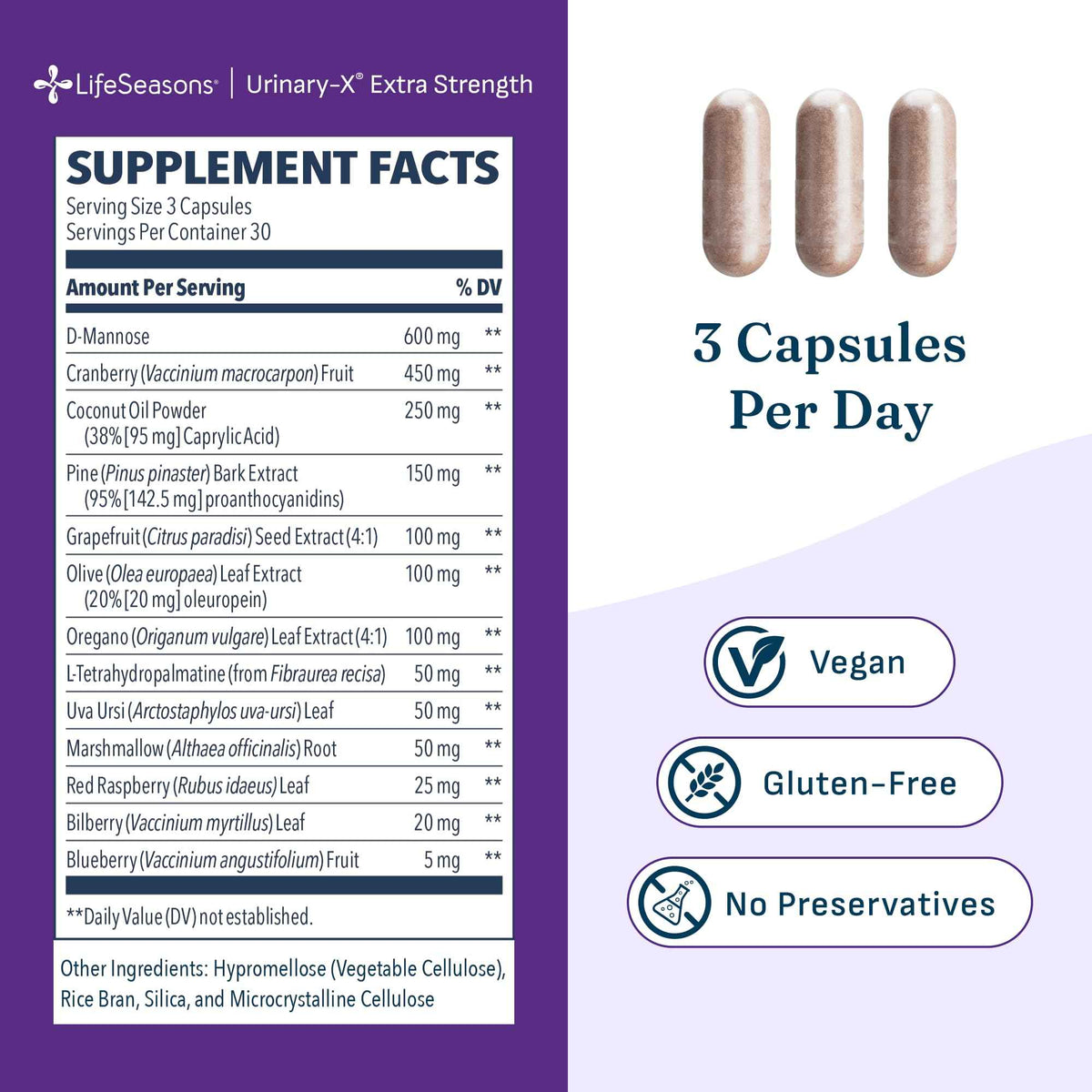Urinari-X - Urinary Tract Support - Fast Acting UTI Relief - Vitamin Supplement for Healthy Bladder Function & Immunity - D-Mannose, Cranberry, Caprylic Acid, Uva Ursi & Grapefruit - 90 Capsules