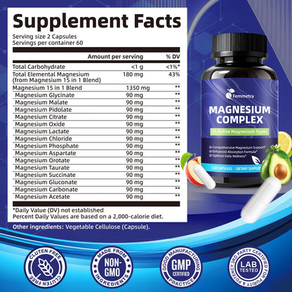 Magnesium Complex for Women Men 1350mg 15 in 1 Pure Magnesium Supplement, with High Absorption Chelated Magnesium Glycinate Citrate Malate & More for Muscle, Heart, Sleep & Bone Support, Vegan 60 Days Femmetra buy supplements Au