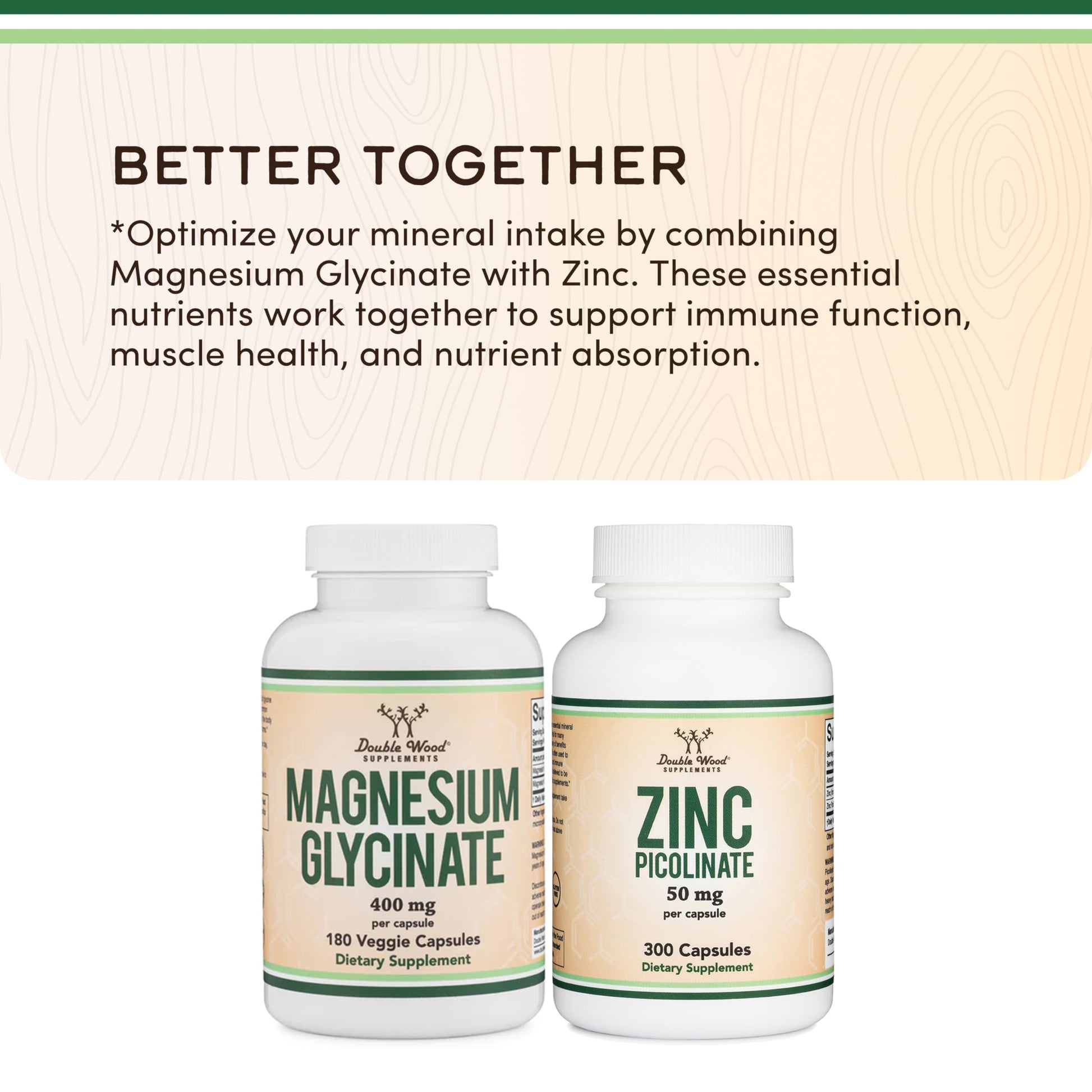 Magnesium Glycinate 400mg | 180 Capsules | Sleep, Muscle, & Heart Support | Vegan, Third Party Tested, Gluten Free, Non-GMO, by Double Wood Supplements Double Wood Supplements buy supplements Au